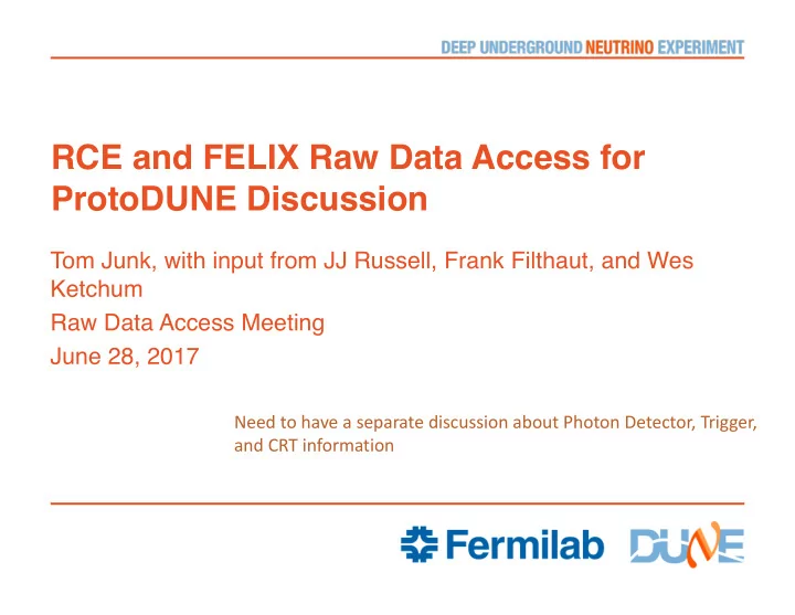 rce and felix raw data access for protodune discussion