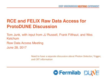 RCE and FELIX Raw Data Access for  ProtoDUNE Discussion  Tom Junk, with input from JJ Russell,