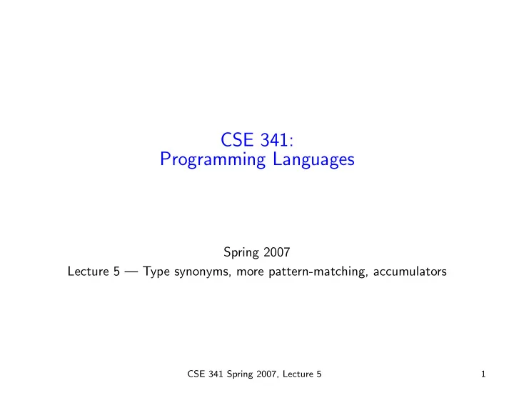 cse 341 programming languages