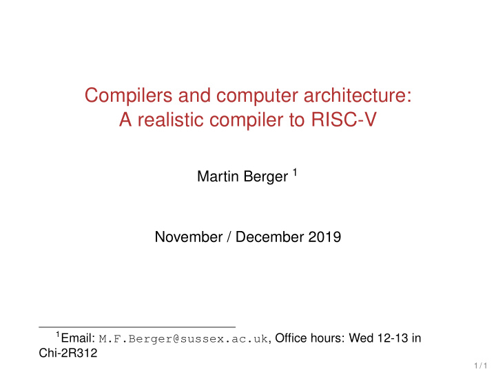 compilers and computer architecture a realistic compiler
