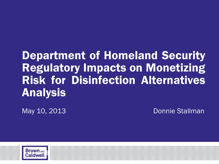 risk for disinfection alternatives