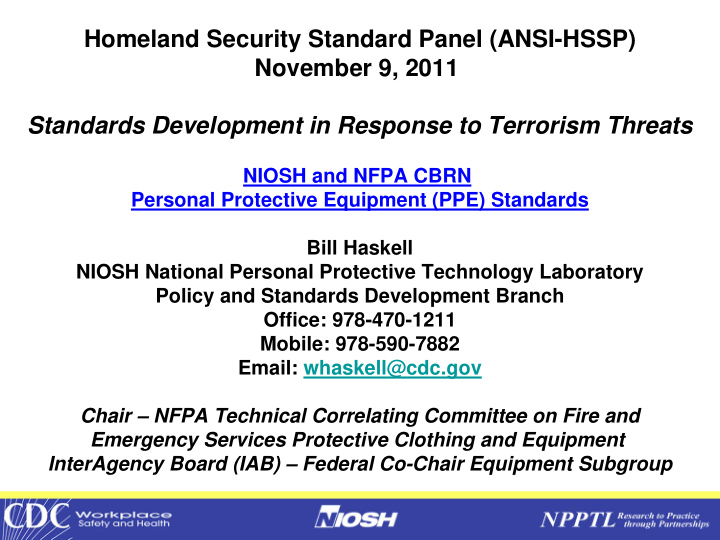 homeland security standard panel ansi hssp november 9