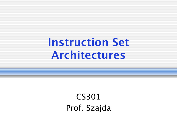 instruction set architectures