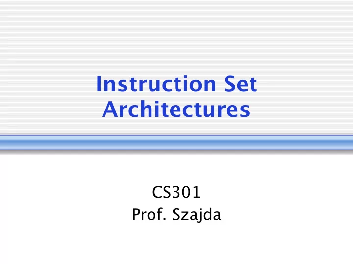 instruction set architectures