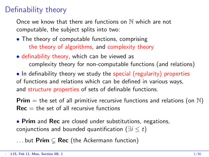 definability theory