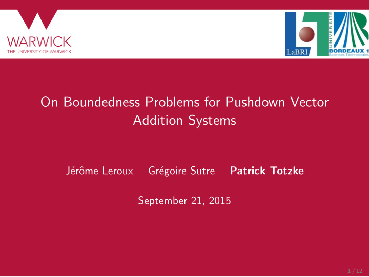 on boundedness problems for pushdown vector addition