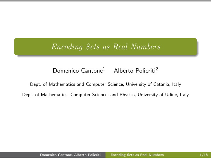 encoding sets as real numbers