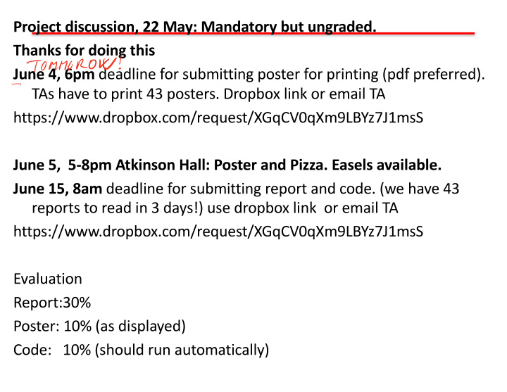 project discussion 22 may mandatory but ungraded thanks