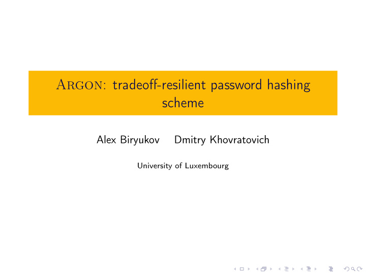 argon tradeoff resilient password hashing scheme