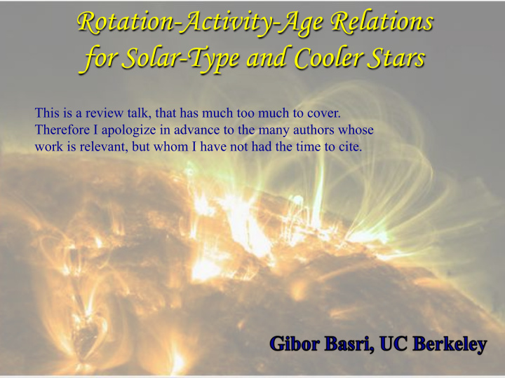 rotation activity age relations for solar type and cooler