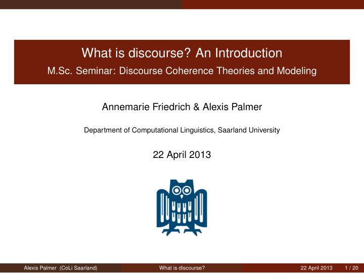 what is discourse an introduction