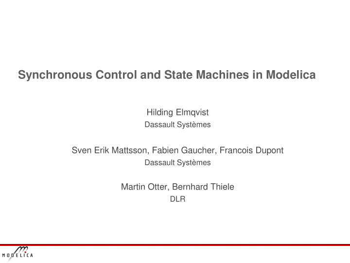 synchronous control and state machines in modelica