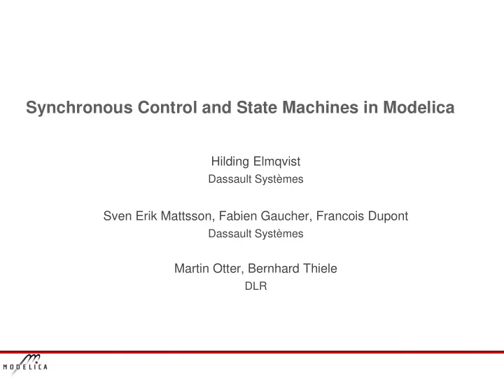 synchronous control and state machines in modelica