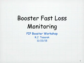 Booster Fast Loss  Monitoring  PIP Booster Workshop  R.J. Tesarek  11/23/15  1  Fast Loss Monitor