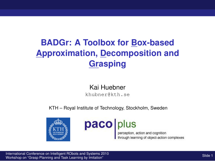 badgr a toolbox for box based approximation decomposition
