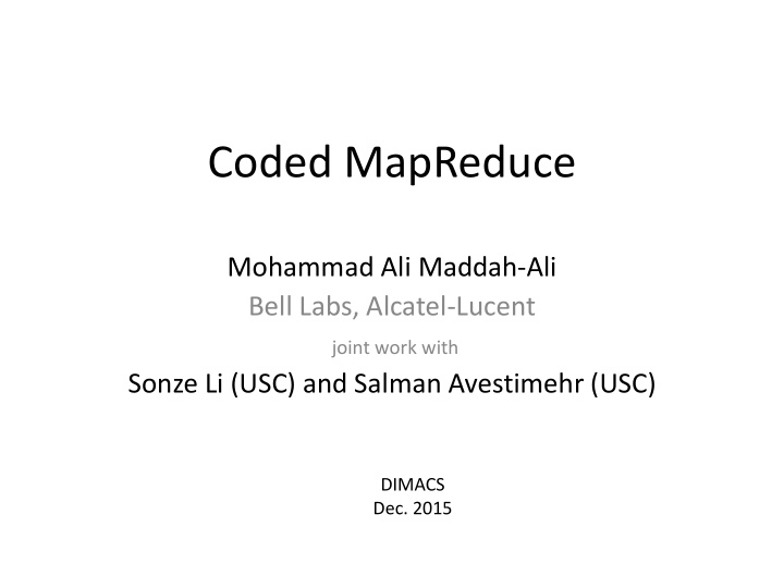 coded mapreduce