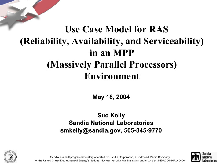 a use case model for ras reliability availability and