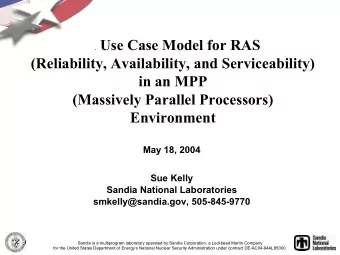 A Use Case Model for RAS  (Reliability, Availability, and Serviceability)  in an MPP  (Massively