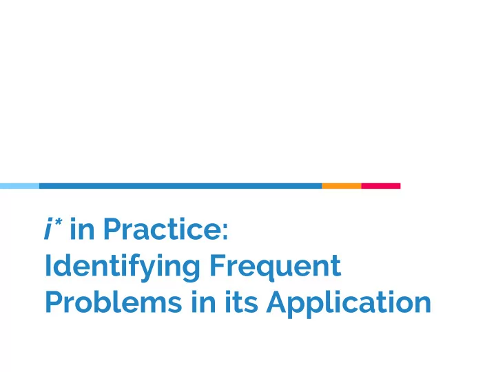 i in practice identifying frequent problems in its