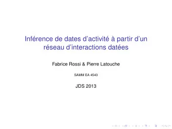 Infrence de dates dactivit  partir dun  rseau dinteractions dates  Fabrice Rossi