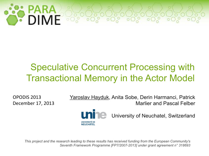 speculative concurrent processing with transactional