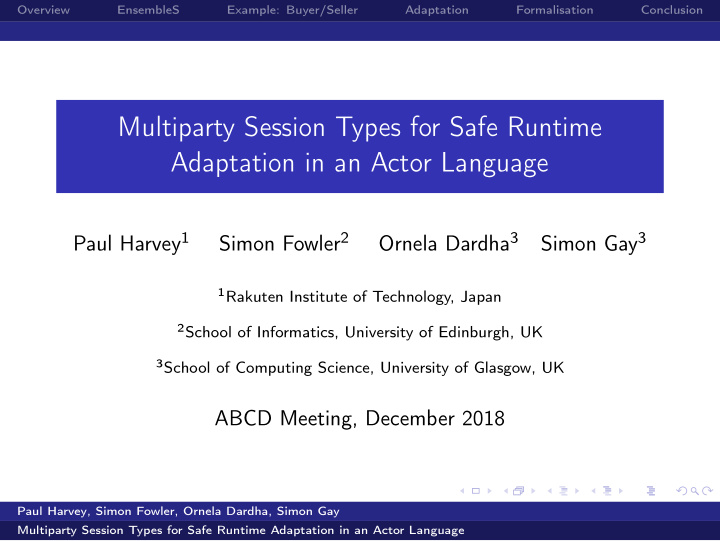 multiparty session types for safe runtime adaptation in