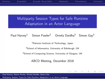 Multiparty Session Types for Safe Runtime  Adaptation in an Actor Language Paul Harvey 1 Simon