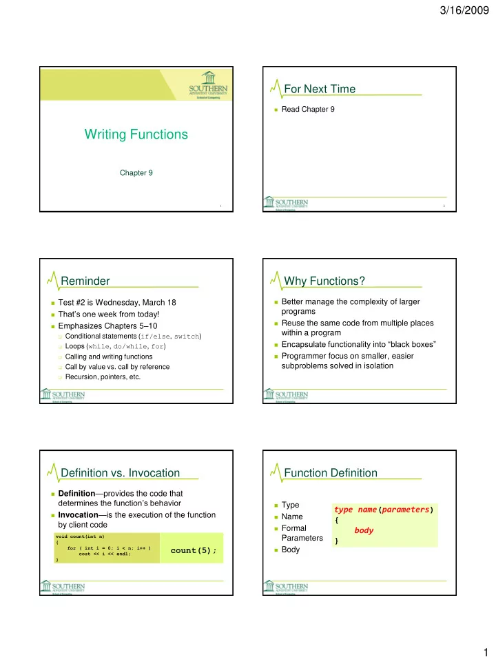 writing functions