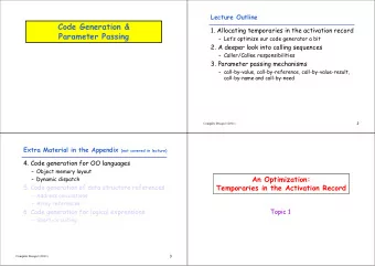 Code Generation &amp;  1. Allocating temporaries in the activation record  Parameter Passing
