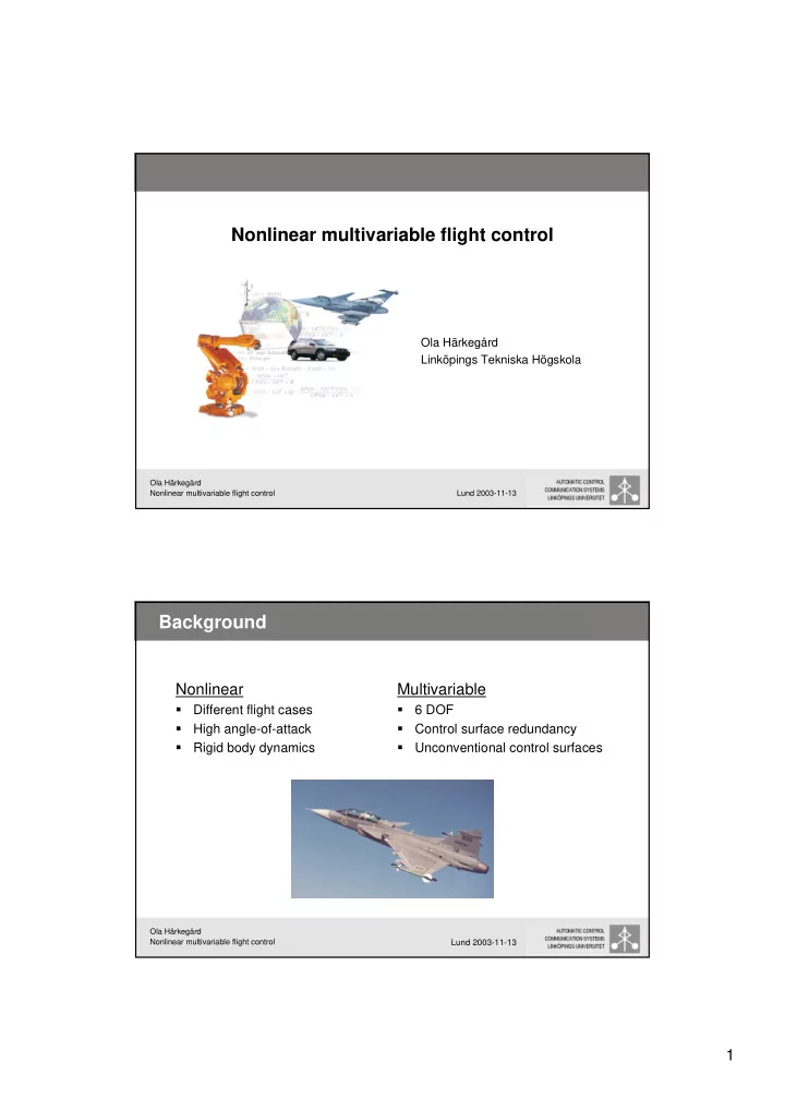 nonlinear multivariable flight control