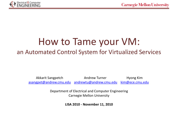 how to tame your vm