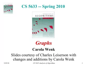 Graphs  Carola Wenk  Slides courtesy of Charles Leiserson with  changes and additions by Carola