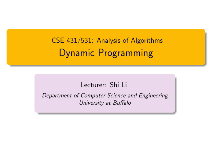 dynamic programming