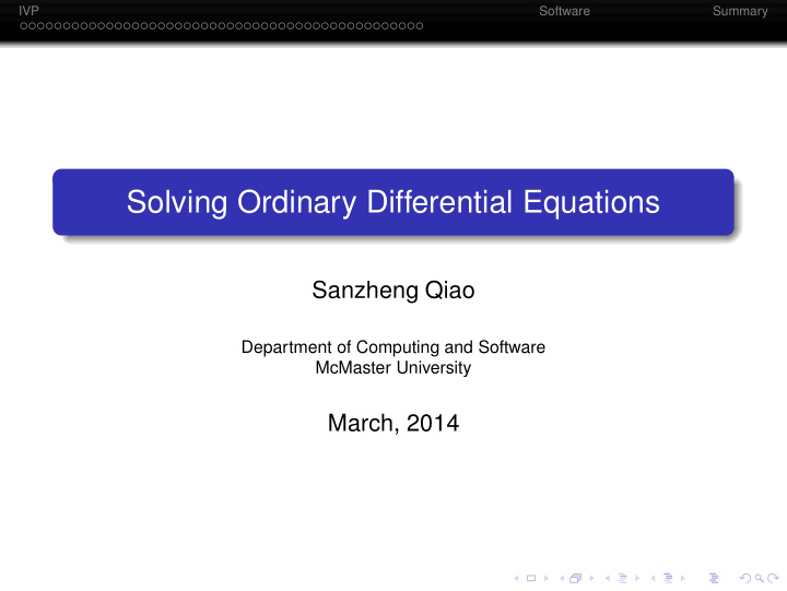 solving ordinary differential equations