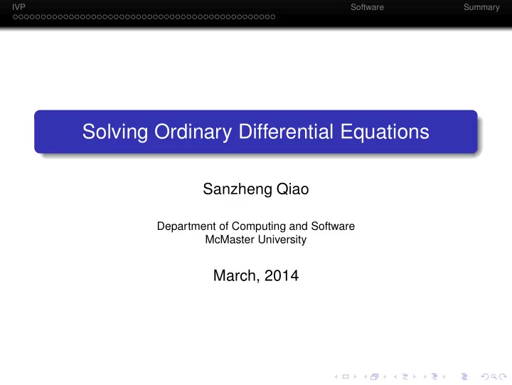 solving ordinary differential equations