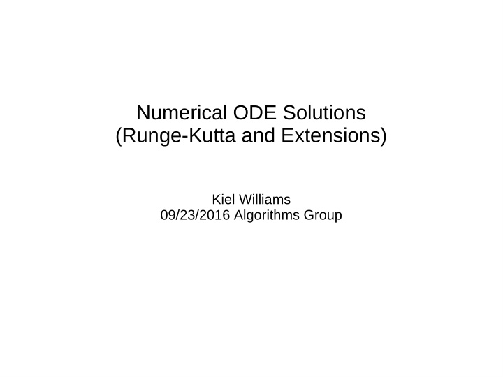 numerical ode solutions runge kutta and extensions