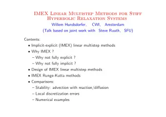 IMEX Linear Multistep Methods for Stiff  Hyperbolic Relaxation Systems  Willem Hundsdorfer,  CWI,