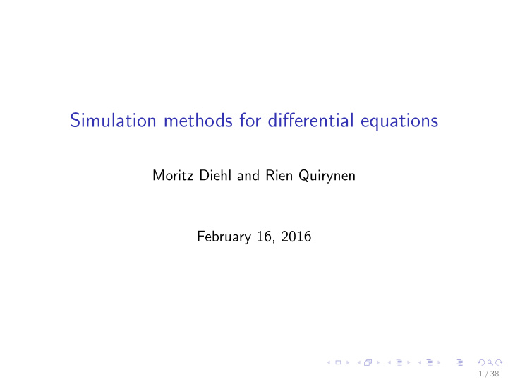 simulation methods for differential equations