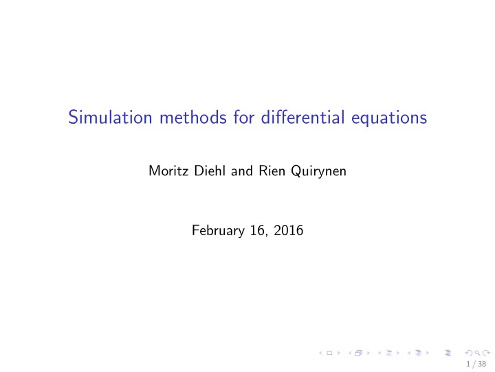 simulation methods for differential equations