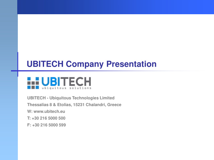 ubitech company presentation