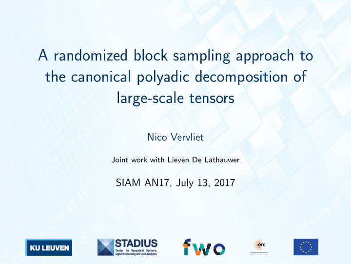 a randomized block sampling approach to the canonical