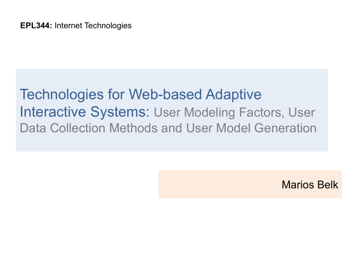 technologies for web based adaptive