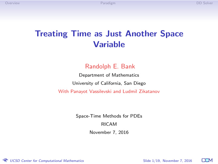 treating time as just another space variable