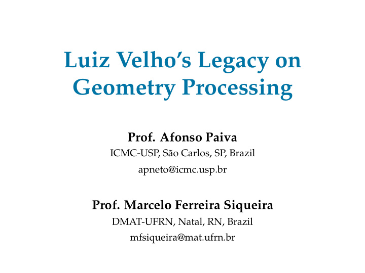 luiz velho s legacy on geometry processing
