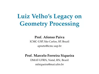 Luiz Velhos Legacy on  Geometry Processing  Prof. Afonso Paiva  ICMC-USP, S  ao Carlos, SP,
