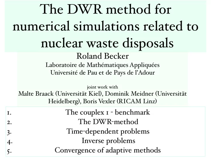 the dwr method for numerical simulations related to