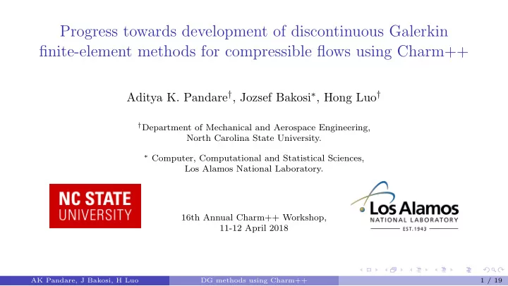 progress towards development of discontinuous galerkin