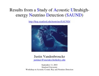 Results from a Study of Acoustic Ultrahigh-  energy Neutrino Detection (SAUND)