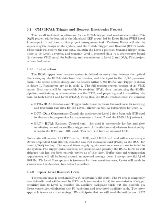 0.1  CMS  HCAL  T  rigger  and  Readout  Electronics  Pro  ject  The  o  v  erall  tec  hnical  co