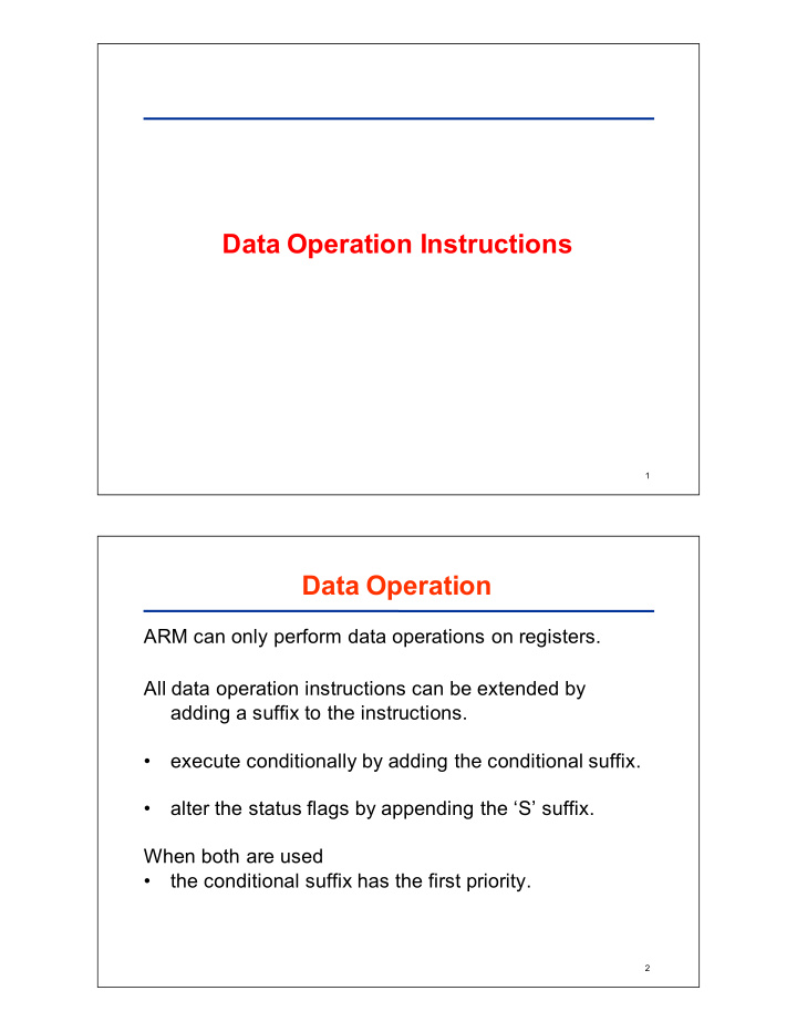 data operation instructions